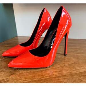 Castamere Neon Orange Patent Leather Pointed Toe Pumps Stiletto Heels Sz 6.5 NEW
